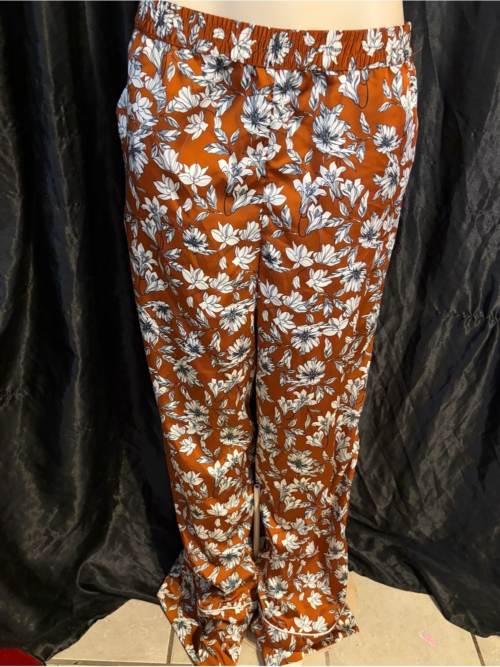 La Ligne Rust Floral Wide-Leg Pants